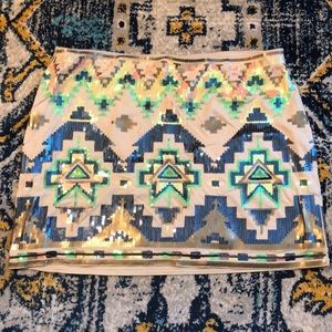 Express tribal multicolored mini skirt